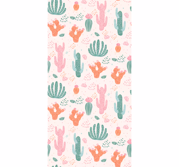 Toile fenêtre chambre adolescent motif cactus rétro coloré - TenStickers