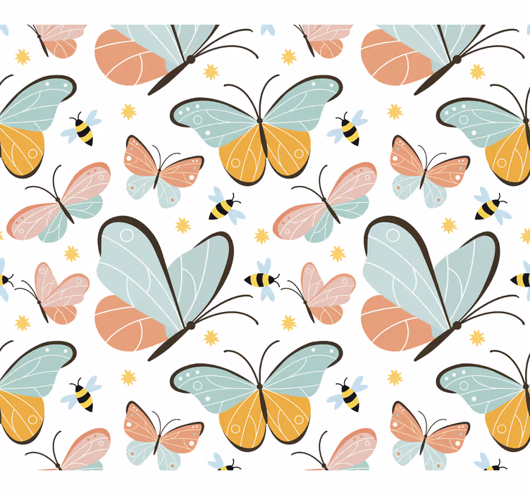 Toile fenêtre chambre adolescent papillons et abeilles - TenStickers