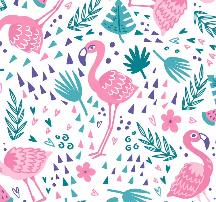 Toile fenêtre chambre adolescent motif flamant rose - TenStickers