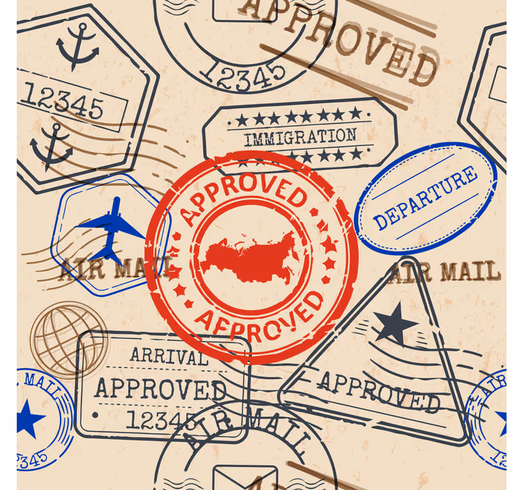 Toile fenêtre chambre adolescent timbres de voyage - TenStickers