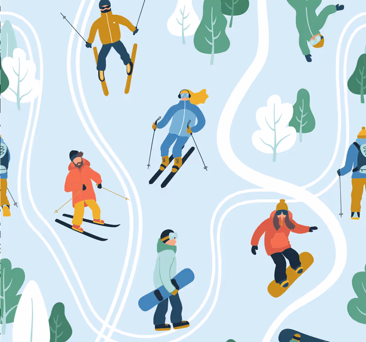 Toile fenêtre chambre adolescent sport de ski bleu - TenStickers