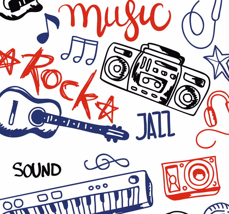 Toile fenêtre chambre adolescent instruments de musique - TenStickers