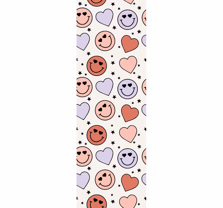 Toile fenêtre chambre adolescent visages souriants et cœurs - TenStickers
