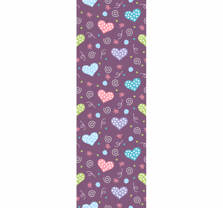 Toile fenêtre moderne motifs cœurs et lignes - TenStickers