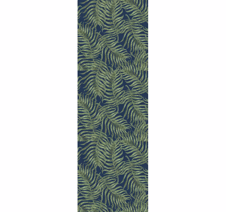 Toile fenêtre moderne feuillage tropical sur fond sombre - TenStickers