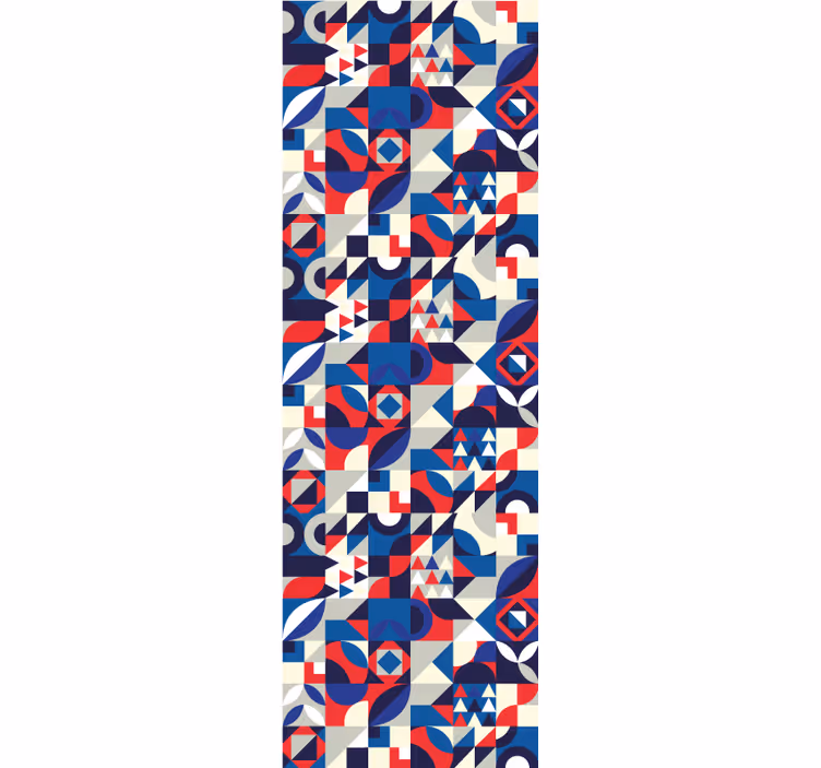 Toile fenêtre moderne motif mosaïque rouge et bleu - TenStickers