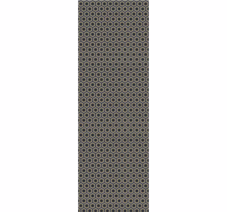 Toile fenêtre moderne motif hexagones or et gris - TenStickers