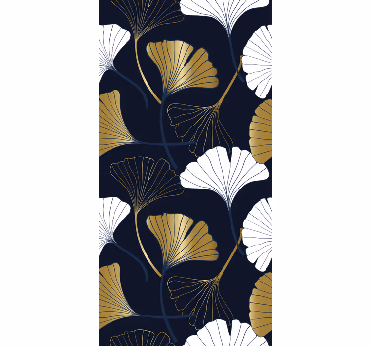 Toile fenêtre moderne feuilles de ginkgo en relief - TenStickers