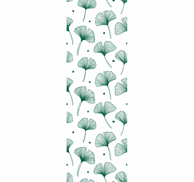 Toile fenêtre moderne feuilles vertes de ginkgo - TenStickers