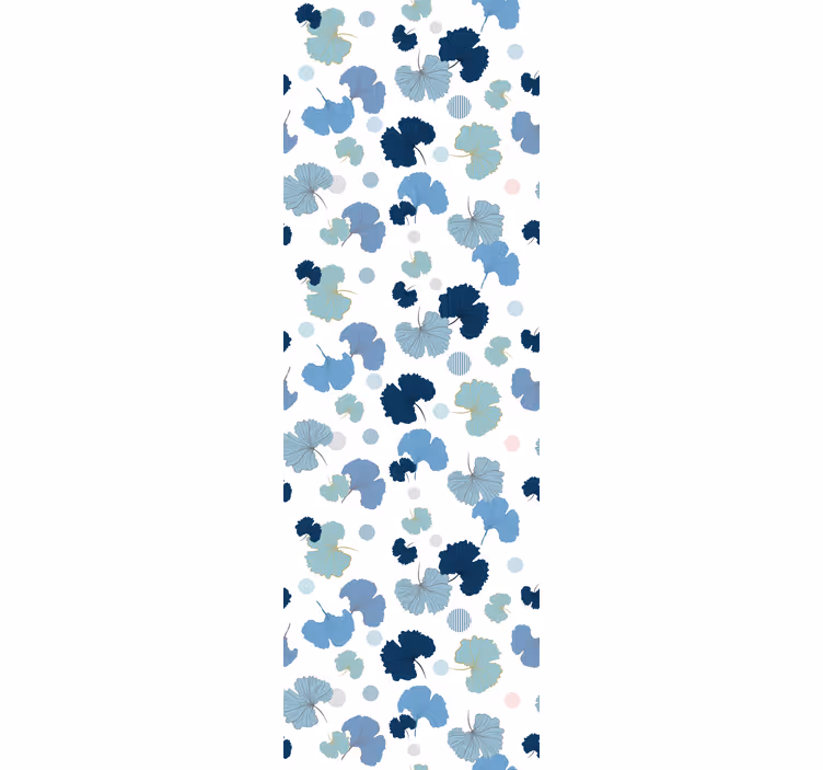 Toile fenêtre moderne feuille de ginkgo bleue - TenStickers