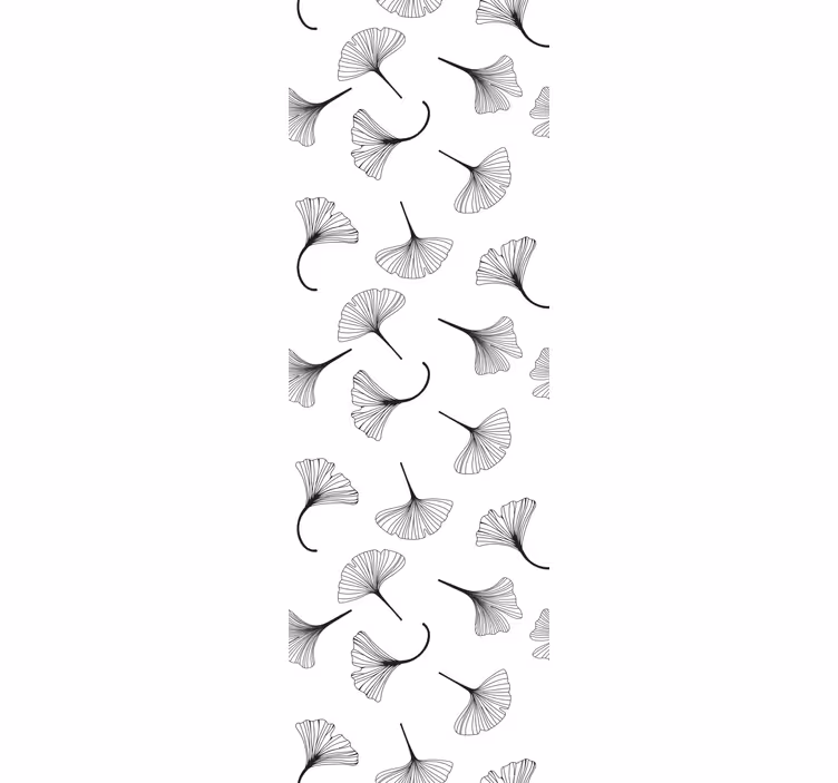 Toile fenêtre moderne motif feuilles de ginkgo noir - TenStickers