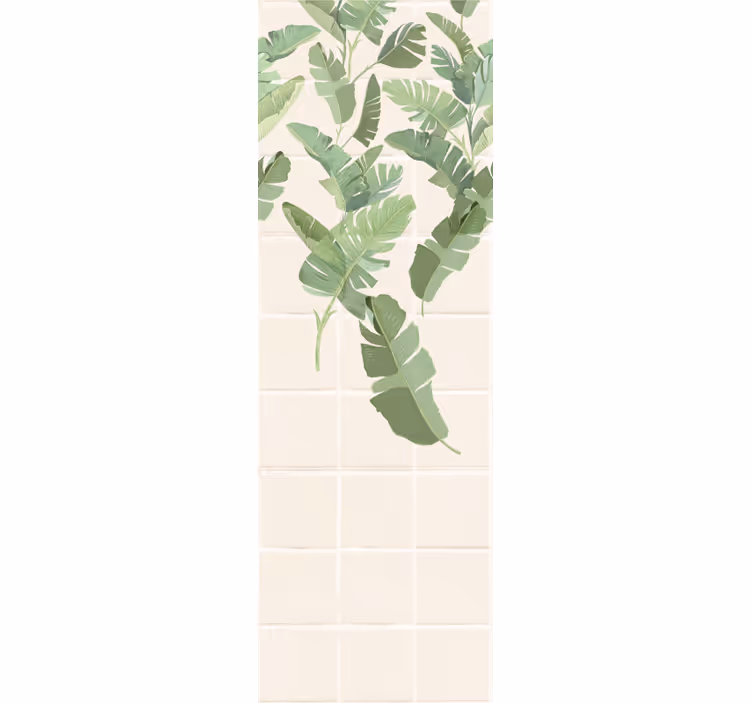 Toile fenêtre moderne carrelage éclectique palmier - TenStickers