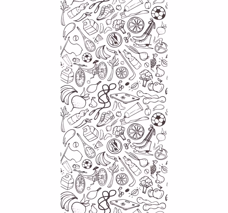 Toile fenêtre moderne doodles de sport et fitness - TenStickers