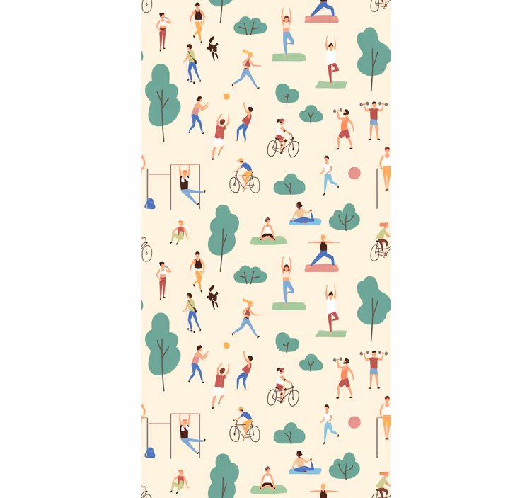 Toile fenêtre moderne personnes faisant du sport - TenStickers