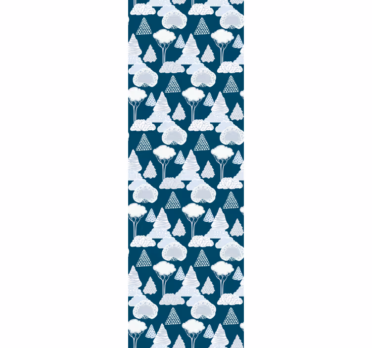Toile fenêtre moderne arbres bleu marine japandi - TenStickers
