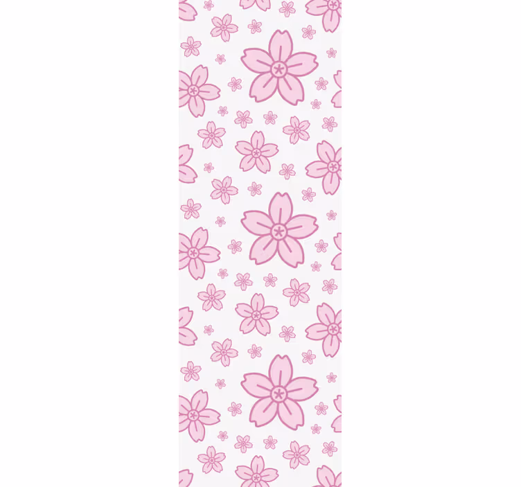 Toile fenêtre moderne fleurs roses mignonnes sur fond blanc - TenStickers