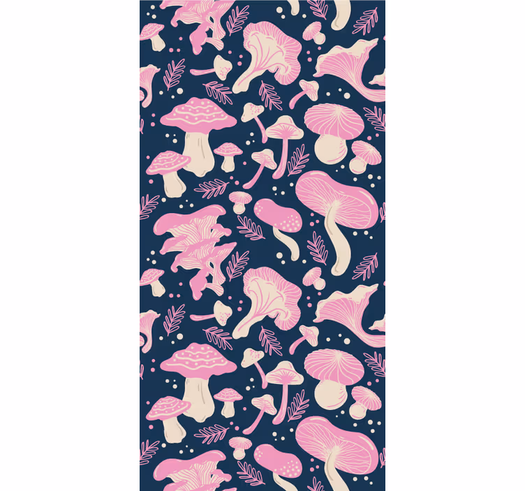 Toile fenêtre moderne motif champignon rose - TenStickers