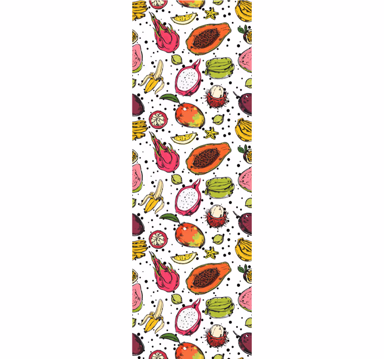 Toile fenêtre moderne croquis de fruits exotiques - TenStickers