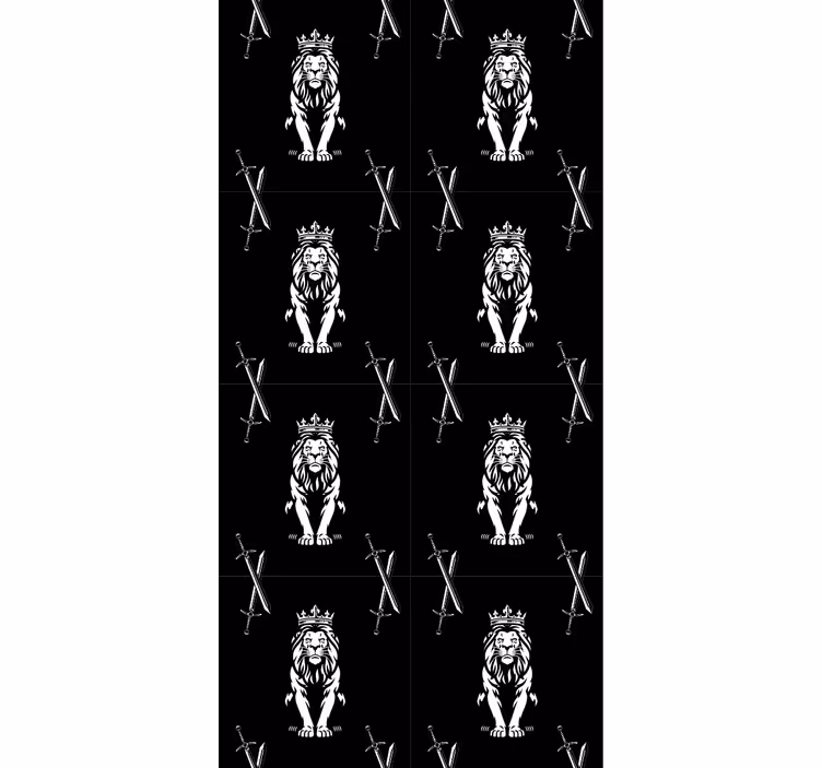 Toile fenêtre moderne silhouettes roi de la jungle - TenStickers