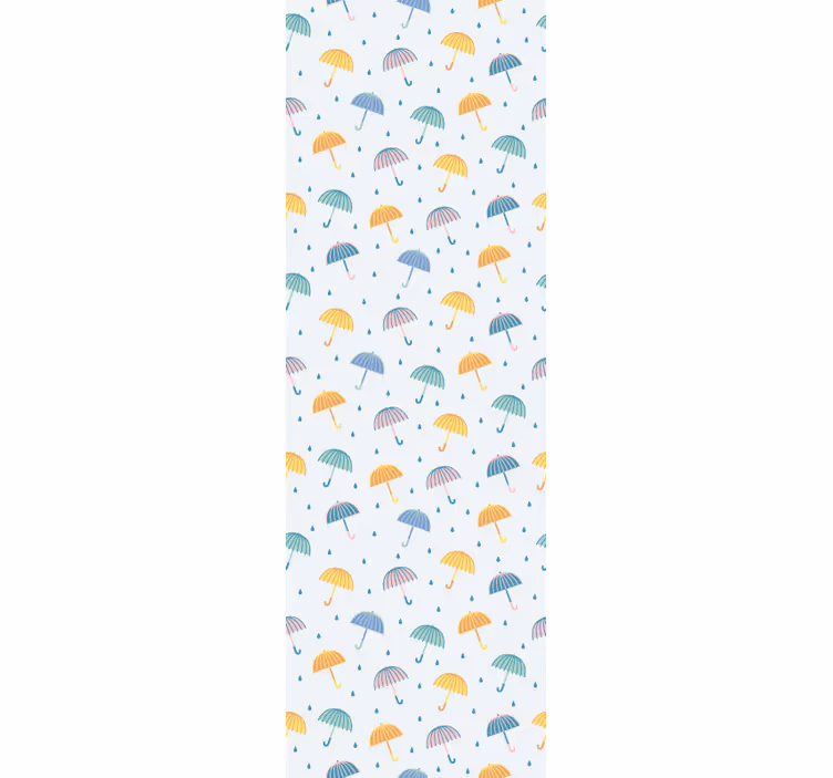 Toile fenêtre moderne fond cartoon parapluies colorés - TenStickers