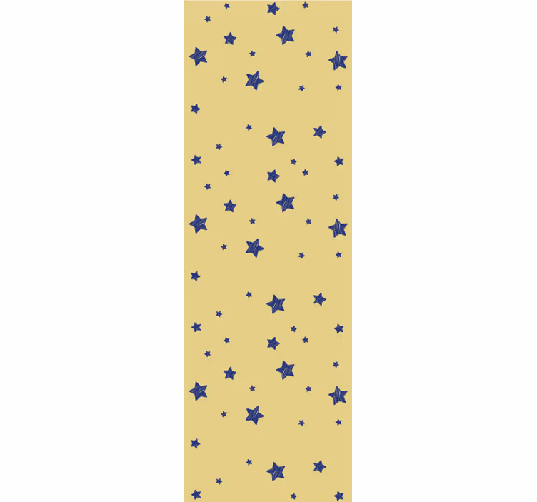 Toile fenêtre moderne étoiles bleues sur fond jaune - TenStickers
