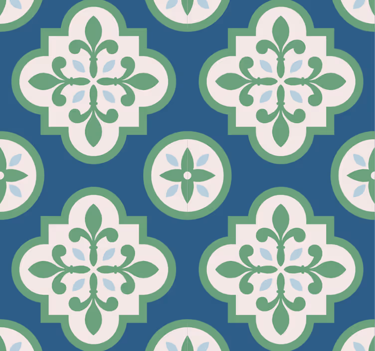 Toile fenêtre moderne carreau portugais trèfle vert - TenStickers