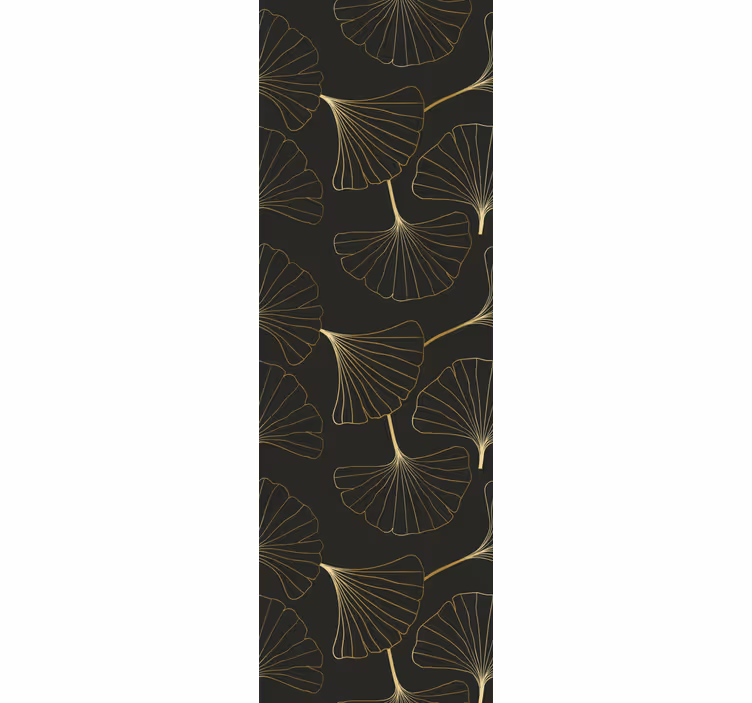 Toile fenêtre moderne feuilles de ginkgo charbon or - TenStickers