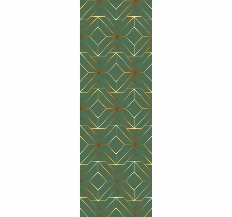 Toile fenêtre moderne carrés verts métalliques dorés - TenStickers
