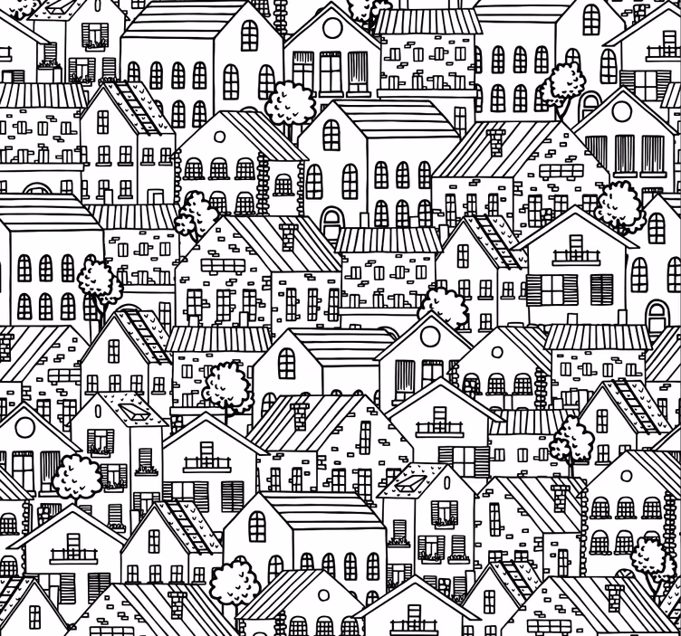 Toile fenêtre moderne motifs de ville - TenStickers