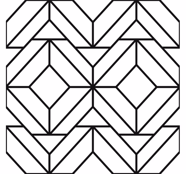 Toile fenêtre moderne motif géométrique noir et blanc - TenStickers