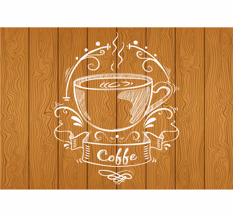 Toile fenêtre cuisine panneaux en bois café - TenStickers