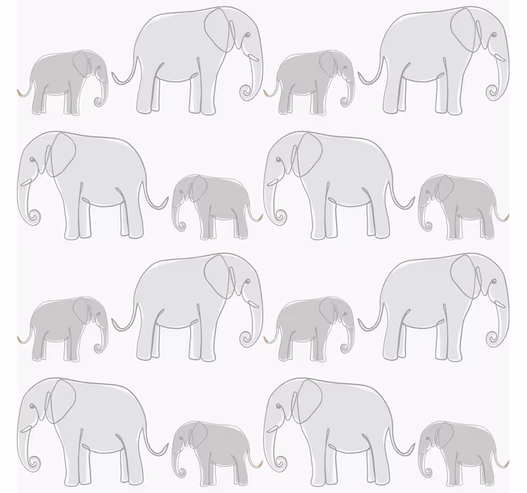 Toile fenêtre gris éléphants minimalistes - TenStickers