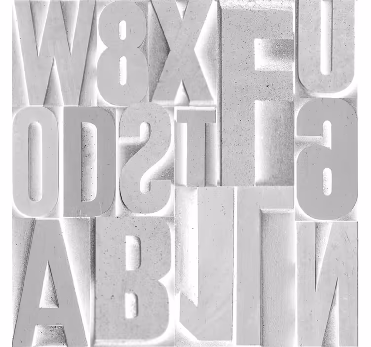 Toile fenêtre gris lettres grises 3d - TenStickers