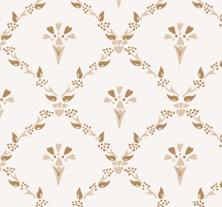 Toile fenêtre beige motif floral hexagonal - TenStickers