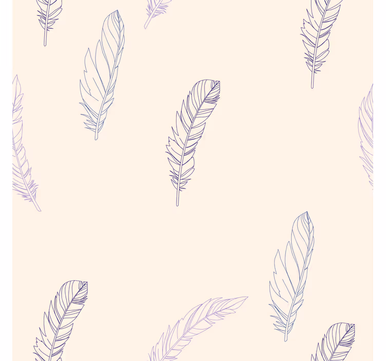 Toile fenêtre rose motif de lignes de plumes - TenStickers