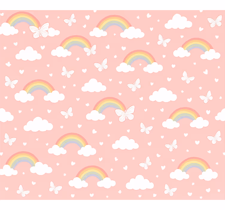 Toile fenêtre rose design arc-en-ciel enfant - TenStickers