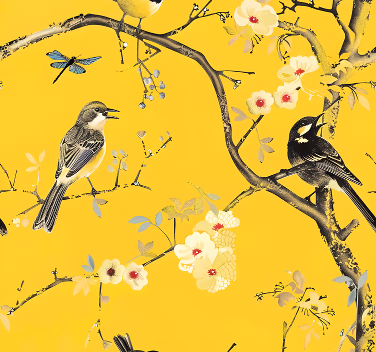 Toile fenêtre jaune design printanier - TenStickers