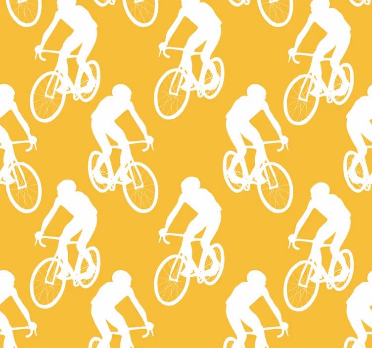 Toile fenêtre jaune cyclistes - TenStickers