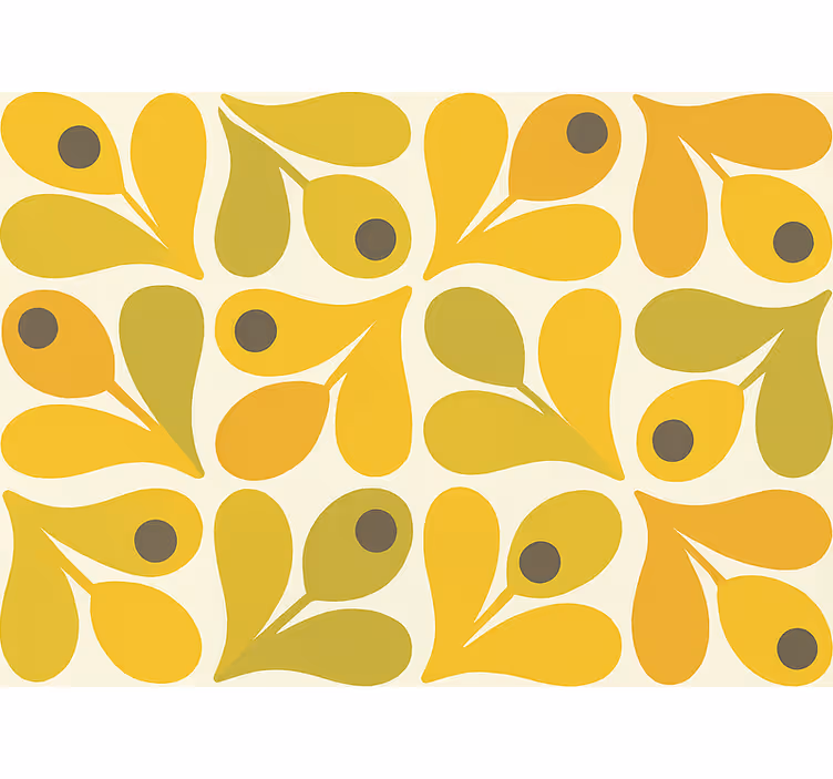 Toile fenêtre jaune motifs géométriques rétro - TenStickers