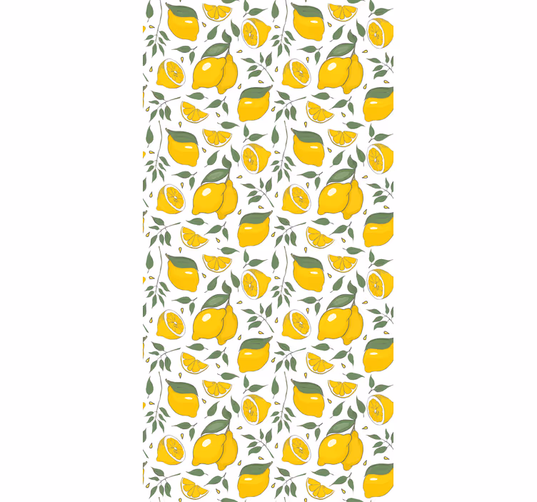 Toile fenêtre jaune citrons et fleurs crème - TenStickers