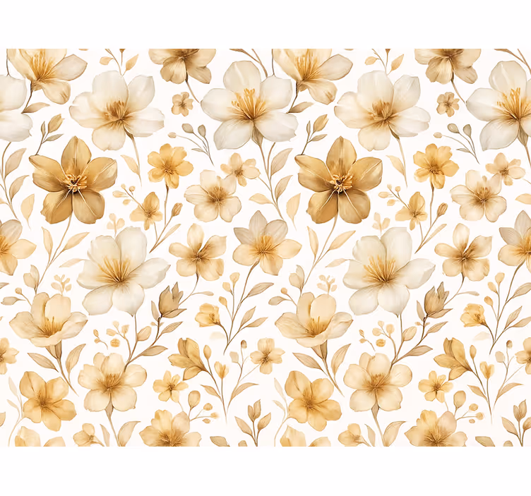Toile fenêtre jaune design floral réaliste - TenStickers