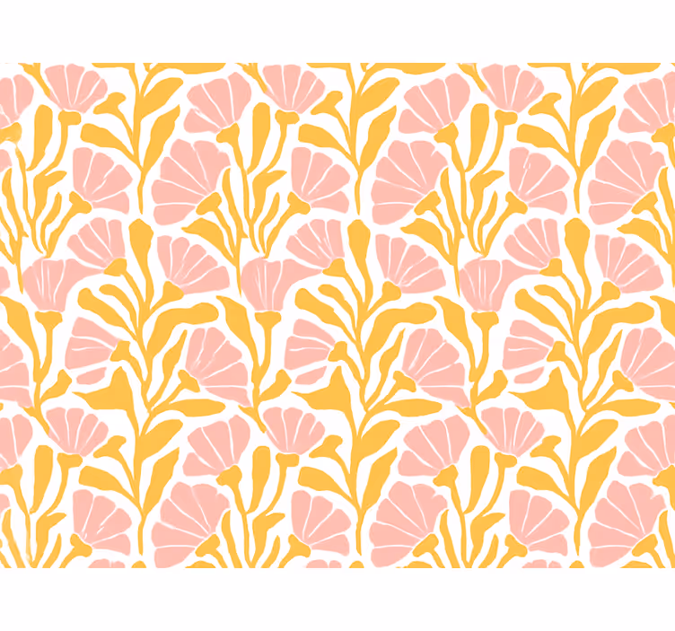 Toile fenêtre jaune motif floral coloré moderne - TenStickers