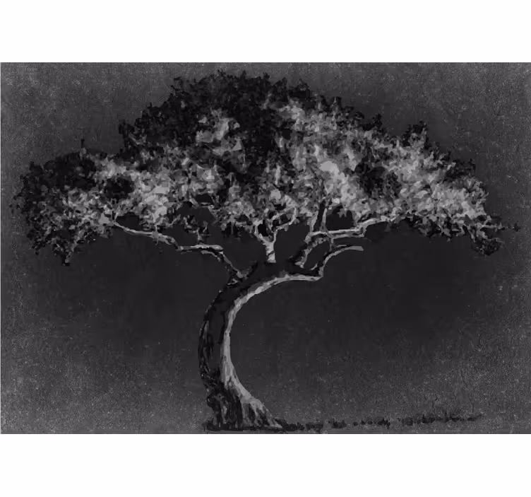 Toile fenêtre cuisine arbre saule aux couleurs scandinaves - TenStickers
