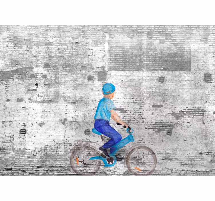 Toile fenêtre cuisine graffiti enfants à vélo - TenStickers