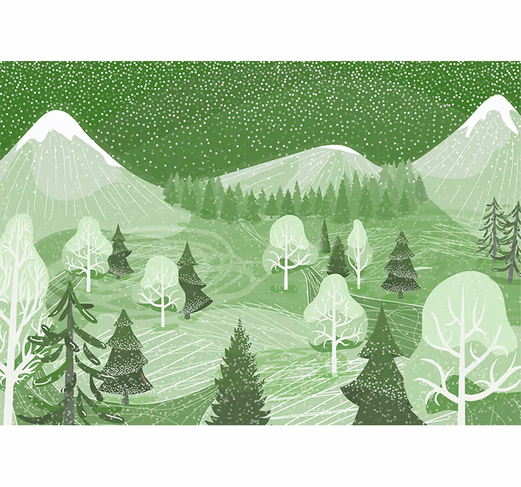 Toile fenêtre cuisine forêt vintage verte - TenStickers