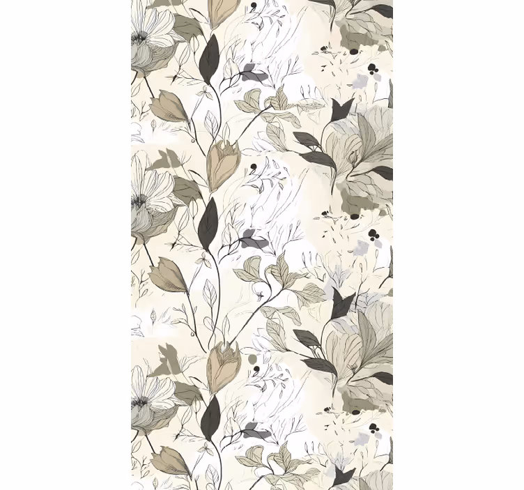 Toile fenêtre cuisine fleurs dessinées - TenStickers