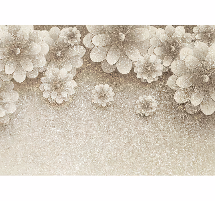 Toile fenêtre cuisine effet 3d fleurs grises - TenStickers