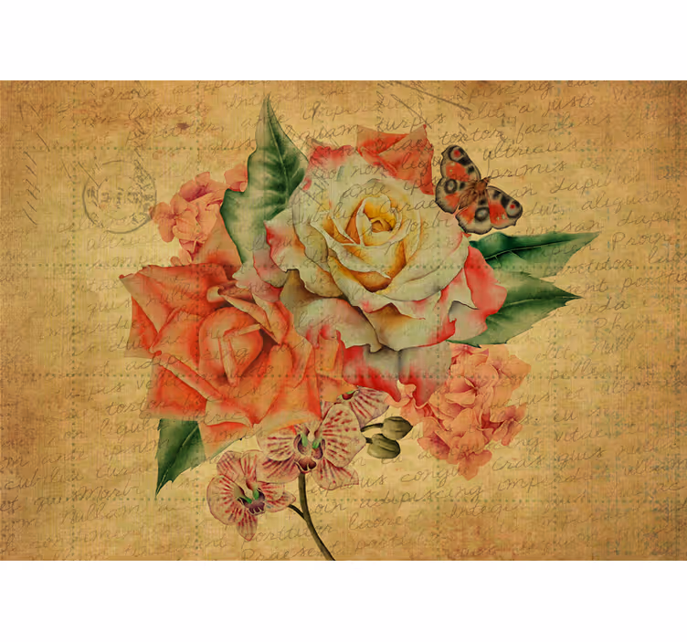 Toile fenêtre cuisine rose avec papillon et écriture - TenStickers