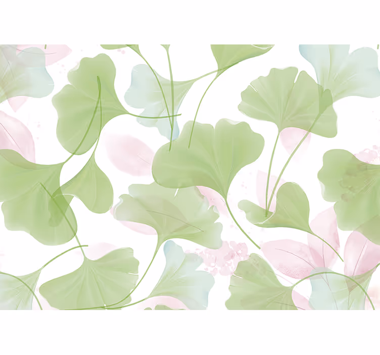 Toile fenêtre cuisine feuilles de ginkgo aquarelle glamour - TenStickers