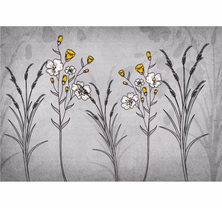 Toile fenêtre cuisine plantes grises style scandinave - TenStickers